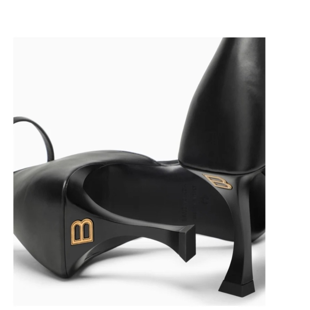 Balenciaga Black Pumps with Gold Accent